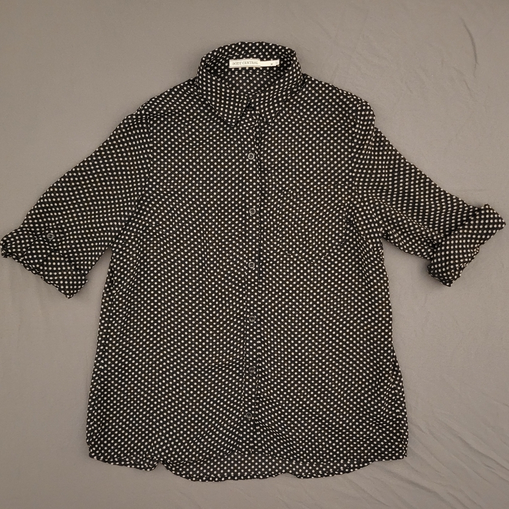Body Central | Black and White Dotted Button Up M